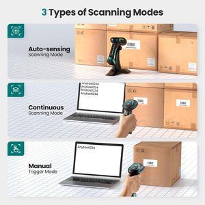 Lector de código de barras QR <span class=keywords><strong>USB</strong></span>, inalámbrico, industrial, 1D, 2D, Bluetooth, inventario, escáner de código de barras con soporte, resistente a las caídas, resistente al agua - Product Image 6