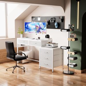 Seventable Holz-Gaming-Computertisch 5 Schubladen Steckdosen LED-Beleuchtung Monitorständer Heimbüro Herkunft China - Product Image 6