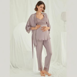 Pijamas de Maternidad al por Mayor de Fábrica/OEM, Pijamas de Primavera y Verano, Camisola, Conjunto de Tres Piezas, Ropa de Dormir, Pijamas de <span class=keywords><strong>Lactancia</strong></span> - Product Image 4