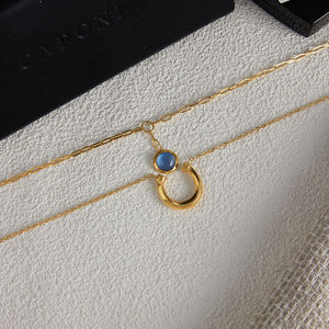 <span class=keywords><strong>Collar</strong></span> con Colgante de Herradura de Resina Azul de la Serie Ecuestre de Acero Inoxidable Chapado en Oro de 18K para Mujer de J&D - Product Image 4