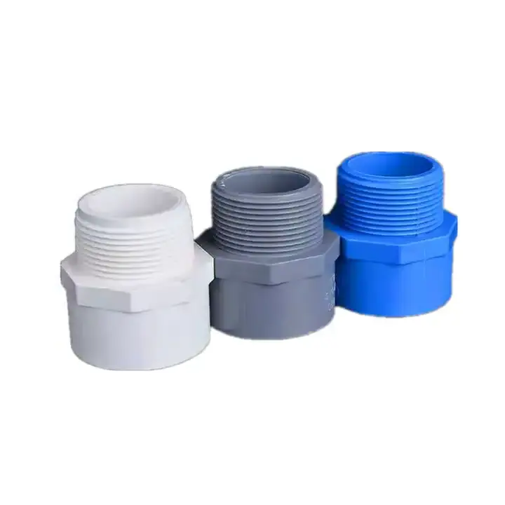 Accesorios de PVC azul, adaptador macho, accesorio de tubería de PVC, Conector de acoplamiento de unión roscada macho, accesorio de suministro de agua