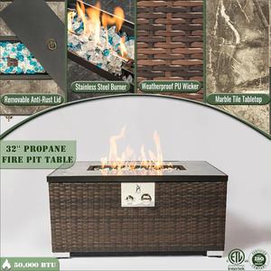 Enjoy 32'' Rectangular Modern Metal Propane/Natural Gas <b>Fire</b> <b>Pit</b> <b>Table</b> for Outdoor Heating - Product Image 2