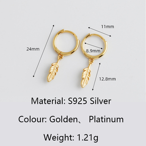 Bán buôn thiết kế mới 925 sterling Silver mạ vàng lông Hoop thả bông tai - Product Image 2