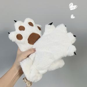 Gants Nouveauté d'Hiver pour Femme en Fausse Fourrure avec Logo Patte Brodée Gants d'Hiver Confortables à Doigts Complets Motif Animal de Dessin Animé - Product Image 3