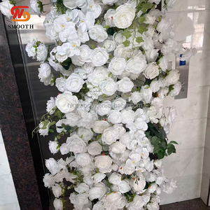 SMOOTH Wedding Events Backdrop Sofa Decoration Handmade Fabric Backing Thick White <b>Artificial</b> <b>Flower</b> Runner - Product Image 2