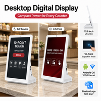 Kiosque d'affichage numérique de bureau avec écran tactile capacitif 10 points, réponse rapide, commande gestuelle, 15,6 pouces