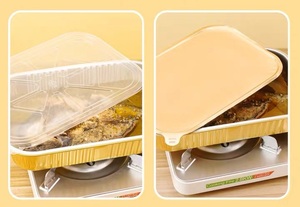 60oz 1800ml Rectángulo Contenedor de papel de aluminio Pan Smoothwall Sacar Contenedores Bandejas de papel de aluminio con tapa - Product Image 4