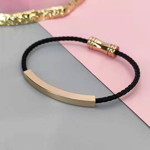 Custom Engravable Stainless Steel Bar <b>Bracelet</b> | Adjustable Braided Nylon <b>Rope</b> | Colorful Statement Jewelry for Men & Women - Product Image 6