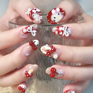 French Tip Nails-Long Press on Nails 10 Pcs Rose Carré En <span class=keywords><strong>Plastique</strong></span> <span class=keywords><strong>Faux</strong></span> Ongles Ensemble Pas Besoin De Fichier Cadeau À La Mode - Product Image 5