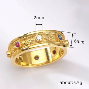 Anello Geometrico con Zirconi Colorati per Donne, Gioiello da Dito alla Moda - Product Image 4