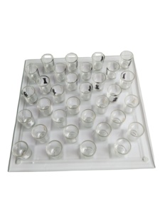 Jeu d'échecs en verre, 25x25cm, 32 pièces, personnalisation universelle, jeu pour boire - Product Image 2
