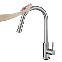 Robinet de cuisine intelligent à capteur tactile en acier inoxydable, design moderne, à poser sur plan, avec douchette extractible