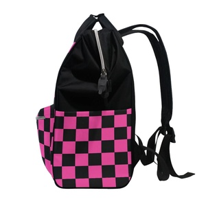 New Arrival Black Pink Checkered Print <b>Large</b> <b>Capacity</b> Diaper Tote Bags Nappy Bag Waterproof Baby Diaper <b>Backpack</b> for Travel - Product Image 4