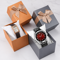 Boîte cadeau de luxe personnalisée de haute qualité pour montre, avec emballage rigide en papier kraft, coussin en satin et nœud en ruban