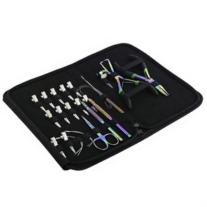 Kit d'outils de pinces d'extension de cheveux de vente chaude doigt de séparation 12 pièces Clips en argent 4 pièces aiguilles 2 pièces kit d'outils de crochet de style d'outil de boucle - Product Image 1