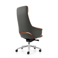 Fauteuil de bureau exécutif ergonomique contemporain en cuir avec appui-tête et accoudoirs fixes, pivotant à 360°, dossier haut et large, pour bureau