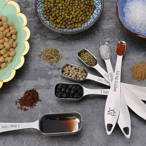 Harmony Edelstahl-Messlöffel mit Skala - 6-teiliges Set zum Backen, rechteckige Form, Küchen-Gewürzwerkzeug-Set - Product Image 5