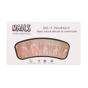 Faux ongles à presser de haute qualité avec colle, en boîte, style français, magnétiques, carrés, forme cercueil, à paillettes, artificiels - Prix de gros - Product Image 6