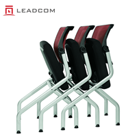 Chaise de conférence mobile LEADCOM LS-542A, empilable, avec coussin en tissu et roulettes, pour salle de réunion