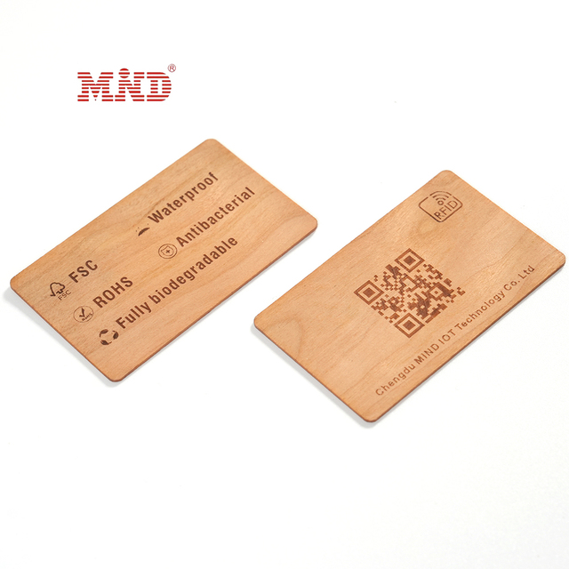 Waterproof Wood NFC Card NTAG 424 DNA Chip NFC Bamboo Wooden Business Smart Card for Hotel Access Control