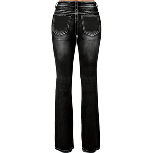 KY femmes Y2K Vintage Jeans lavage à l'acide Skinny <span class=keywords><strong>Bootcut</strong></span> avec épais contraste couture Design rétro Denim pantalon - Product Image 1
