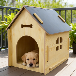 บ้านสุนัขไม้สีขาวทันสมัยสำหรับใช้ภายในอาคาร ประกอบง่าย ปรับแต่งได้ตามต้องการ พร้อมประตูอะคริลิก เฟอร์นิเจอร์สำหรับสัตว์เลี้ยง ขายส่ง - Product Image 1