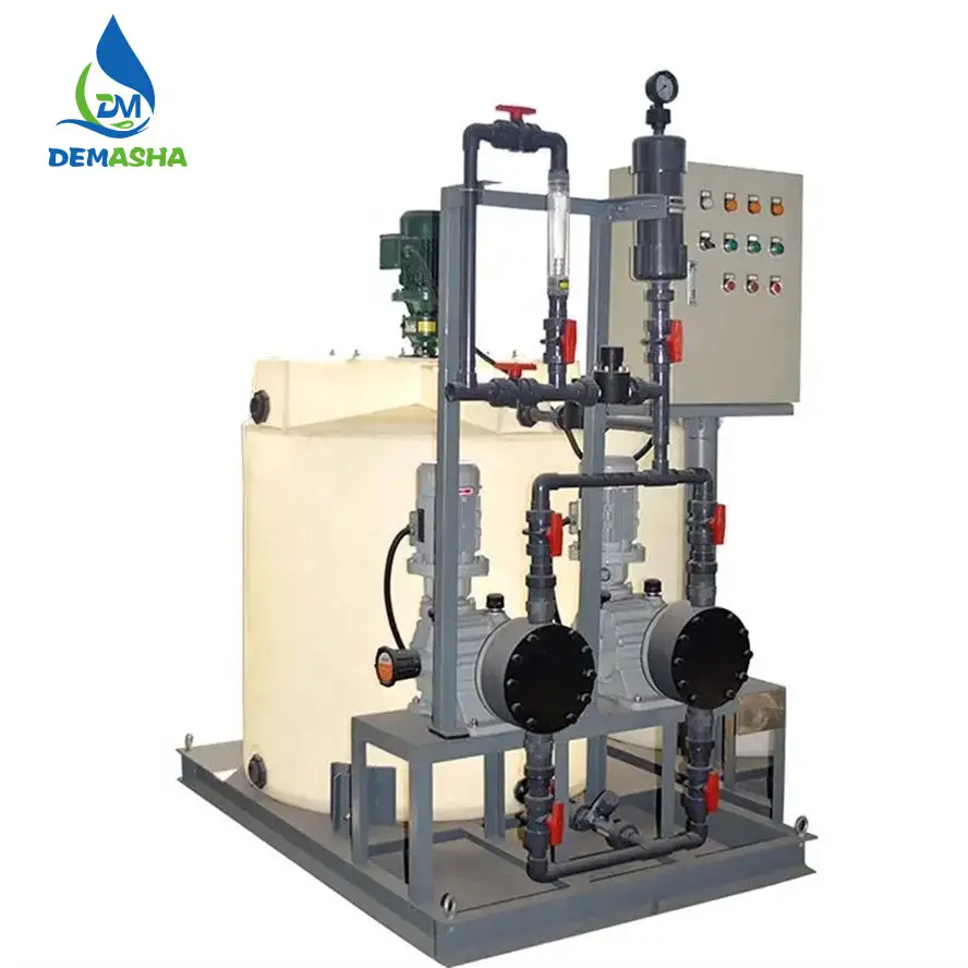 Auto máquina dosagem cloração Floc ácido alúmico sistema dosagem floculação tanque para tratamento de água planta processo