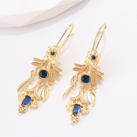 Nouvelles boucles d'oreilles pendantes bohèmes vintage en forme de feuille et de fleur, plaquées or, en laiton multicolore, vertes, avec crochet en cristal, cadeau