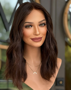 Parrucca Ebraica Realistica con Base Marrone e Riflessi, Capelli Europei Remy, Top in Pizzo Senza Colla, Punte Spesse per Donne - Product Image 2