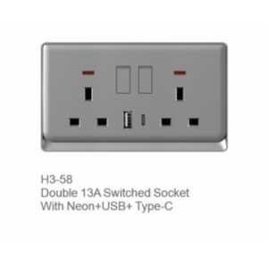 Hiện đại 86*86 mét không thấm nước tường chuyển đổi ổ cắm chỉ số ánh sáng 6 cửa hàng 220V 3 pin phổ Ổ cắm điện 13A Ổ cắm nhựa - Product Image 2