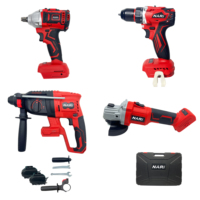 Ensemble d'outils de chantier 4-en-1 pratique : Clé à chocs sans fil sans balais, perceuse, meuleuse d'angle, marteau, clé électrique, machine à puissance