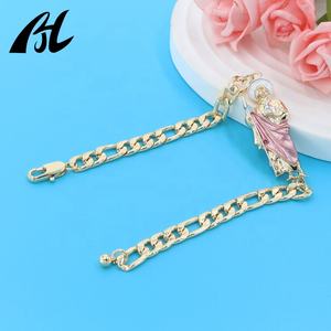 Kuba Cina 14k Oro Laminado perhiasan San Judas Tadeo gelang mode pesona gelang untuk pria wanita dari pabrik perhiasan - Product Image 4