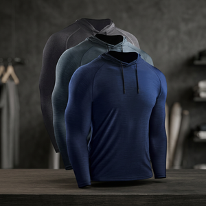MAYYOUNG Veste de course pour homme personnalisée, coupe ajustée, manches longues, respirante, séchage rapide, col montant, à capuche, pour l'hiver - Product Image 3