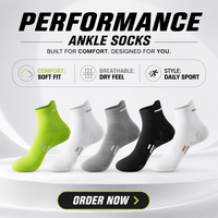 Haute qualité hommes court équipage Compression respirant cheville athlétique chaussettes de sport course