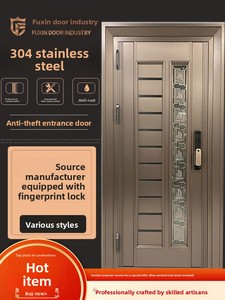 盗難防止304ステンレス鋼韓国式高級住宅用指紋認証玄関ドア - Product Image 2