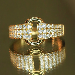 อาซูโอ 18K ทองคำแท้สีเหลืองเพชรธรรมชาติ 0.50 กะรัต ทรงบริลเลียนท์ ดีไซน์หรูหรา แหวนแฟชั่น ของขวัญสำหรับงานหมั้นของผู้หญิง - Product Image 3