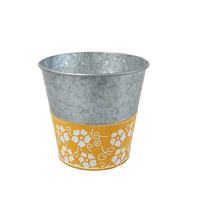 Fournitures de jardin personnalisées en gros, seau à fleurs en acier galvanisé avec logo floral en relief, pots ronds pour plantes et herbes décoratives