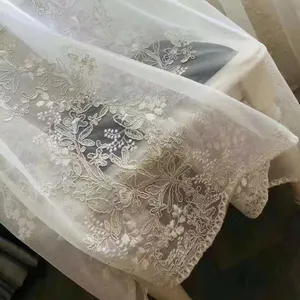 China Factory Wholesale Online Embroidery Sheer Lace Curtain Fabrics For Windows