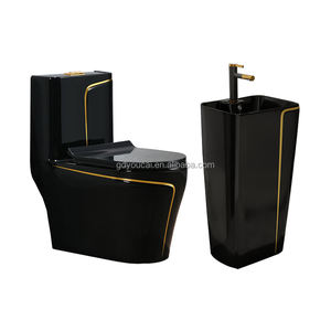 Amélioration de la salle de bain Toilette verte à bord doré Combinaison de lavabo de toilette Nigeria Afrique du Sud <span class=keywords><strong>Prix</strong></span> compétitif de toilette 1 pièce - Product Image 6