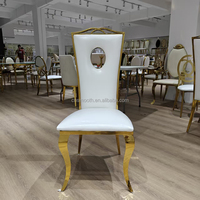 Chaise de salle à manger élégante à dossier haut en acier inoxydable doré SMS pour mariages, banquets, locations d'événements, chaise d'événement