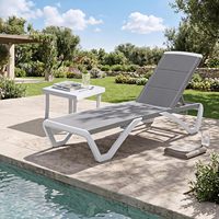 Chaise longue de patio en aluminium au design moderne, avec dossier réglable, tissu double couche résistant aux UV, pour l'extérieur (stock US)