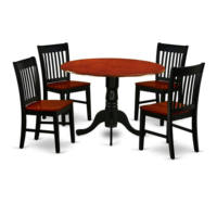 Großhandel Moderner Klappbarer Runder Esstisch mit 4 Stühlen 5-teiliges Schwarzes & Kirschfarbenes Apartment-Esszimmer-Set für Kleine Räume