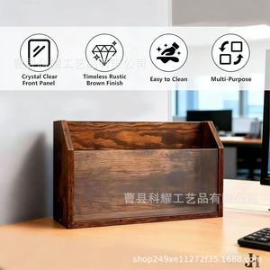 Wooden Magazine <b>Storage</b> Box Wall Mounted Solid Wood Office <b>File</b> Rack For Home Or Office Use - Product Image 5