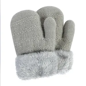 Зимние лыжные перчатки Sewingman B0453Y Sweet Baby, вязаные варежки с пушистыми манжетами