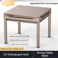 Table de Mahjong Électrique Multifonctionnelle Haut de Gamme en Métal Écologique, Double Usage (Table à Manger), Quatre Ports, pour Usage Domestique