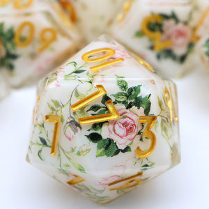 Dadu polihedral musim semi abadi, Set dadu DND Resin mawar mekar untuk RPG & papan Games-L13 - Product Image 1