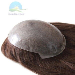 Tupé <span class=keywords><strong>de</strong></span> piel fina <span class=keywords><strong>para</strong></span> <span class=keywords><strong>mujer</strong></span>, peluca <span class=keywords><strong>de</strong></span> <span class=keywords><strong>cabello</strong></span> humano brasileño virgen remy, línea recta, color marrón claro - Product Image 2