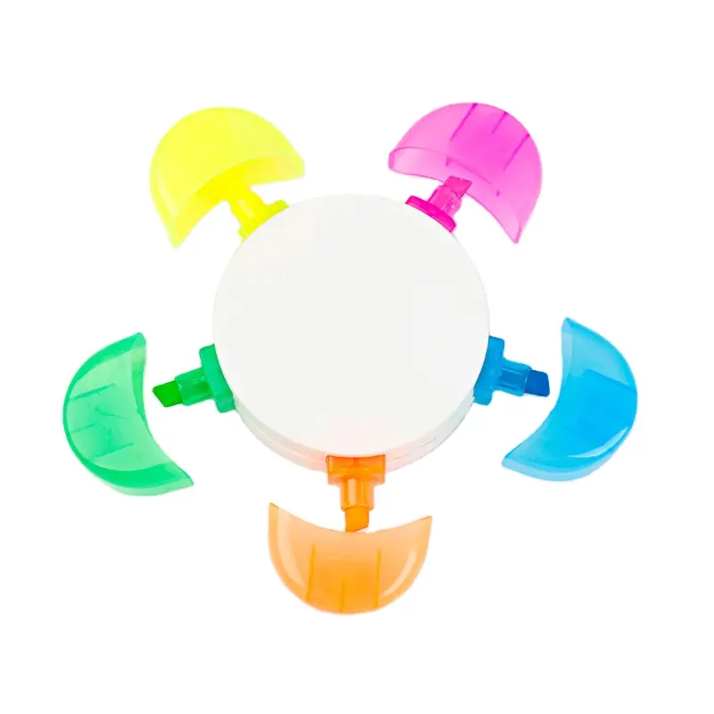 شعار مخصص طباعة الطلاب القرطاسية اللوازم المكتبية خمسة ألوان الحلوى البلاستيك مفيد صغير علامة زهرة هايلايتر