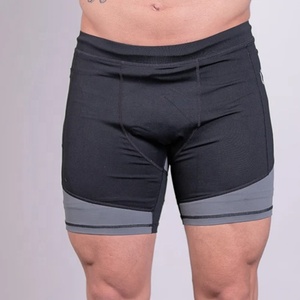 Shorts de compression personnalisés pour hommes, été, logo personnalisé, spandex/coton, séchage rapide, respirant, taille élastique, pour le cyclisme, la gym, la course à pied, avec poches - Product Image 5