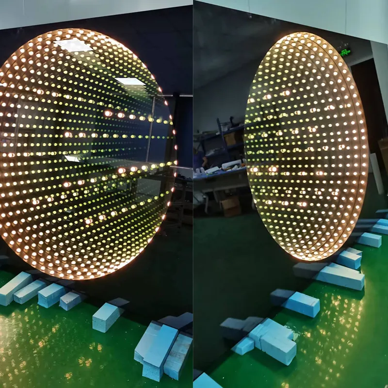 매직 led 인피니티 미러 뷰티 살롱을 위해 주도 된 3D 거울 이발사 거울